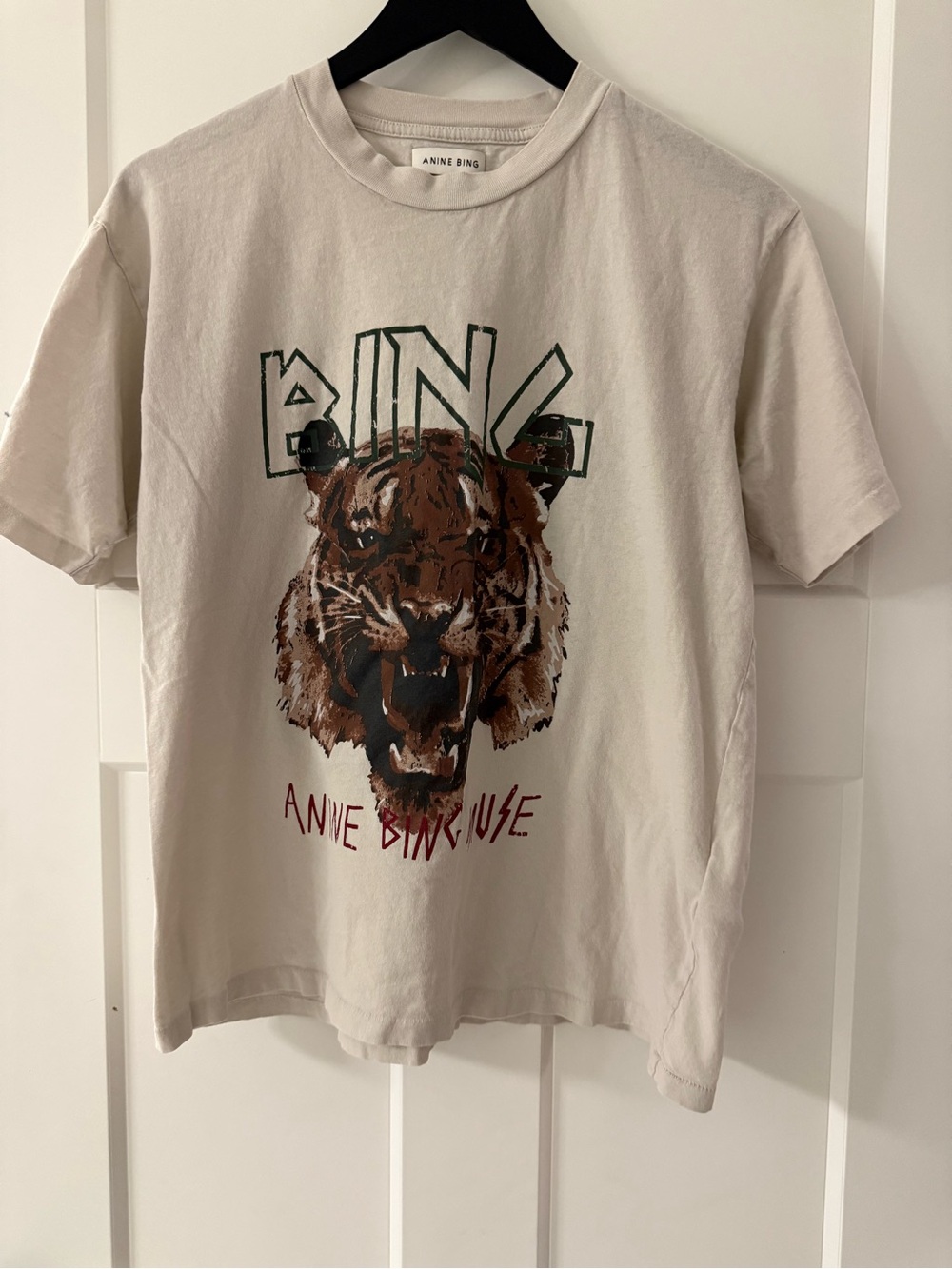 ANINE BING Beige Tiger Graphic Tee